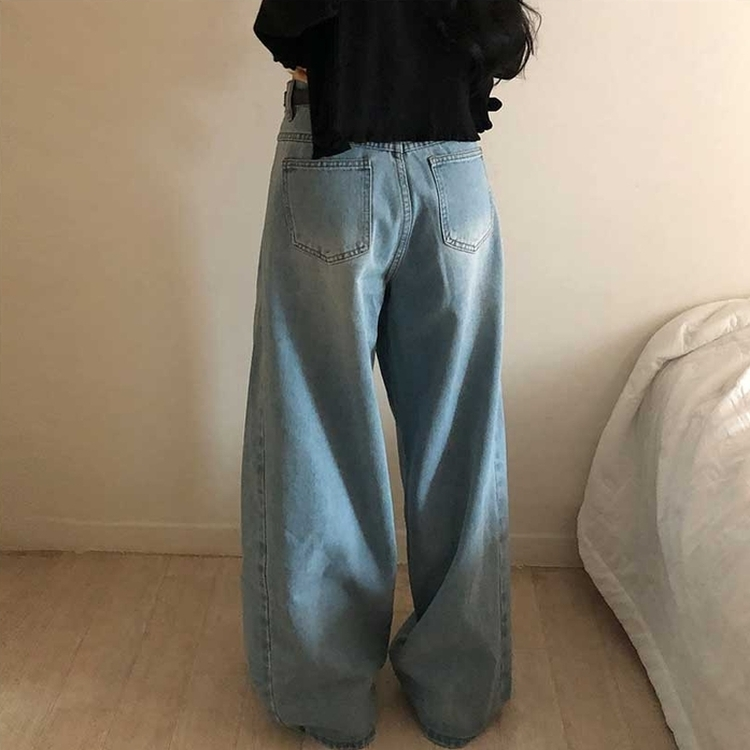 【丈別】ピンタックデイリーワイドデニムパンツ(5color) LIGHT BLUE