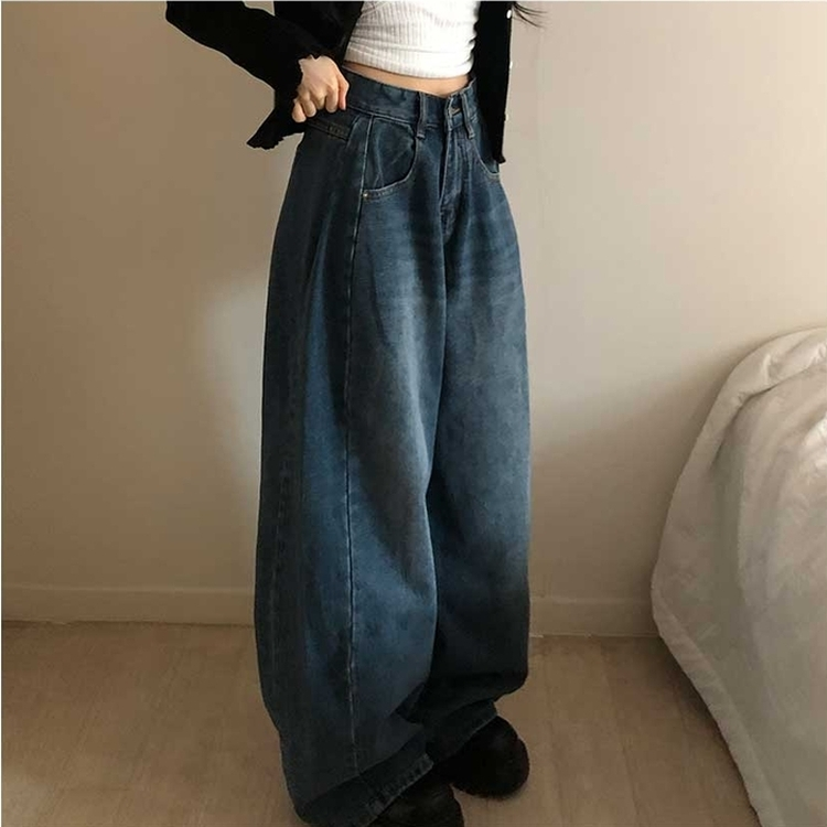 【丈別】ピンタックデイリーワイドデニムパンツ(5color) DEEP DENIM