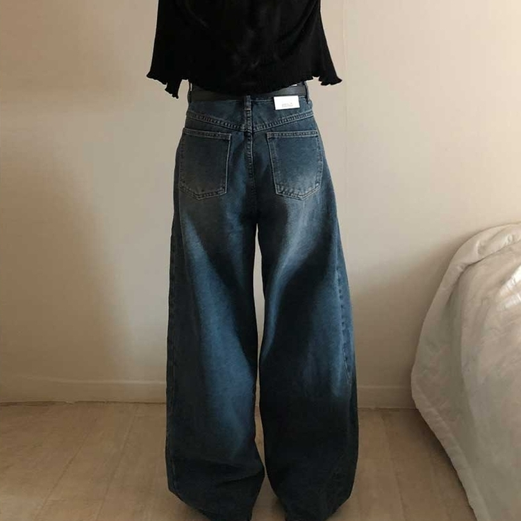 【丈別】ピンタックデイリーワイドデニムパンツ(5color) DEEP DENIM