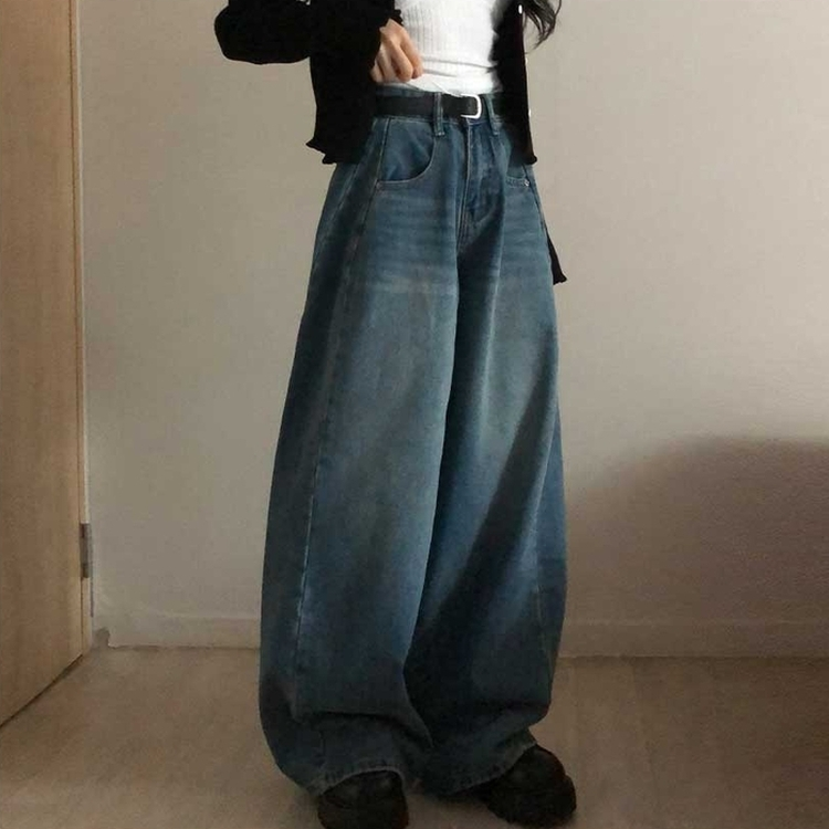 【丈別】ピンタックデイリーワイドデニムパンツ(5color) MID DENIM