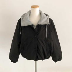 カジュアルバイカラーフードミリタリージャケット