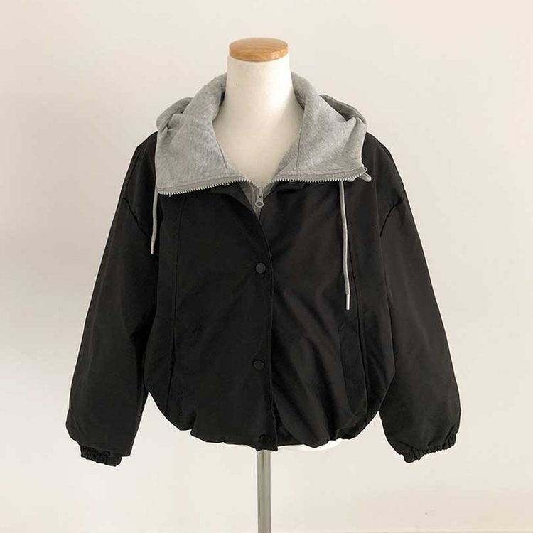 カジュアルバイカラーフードミリタリージャケット