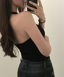 【カップ付き】ホルターネックキャミソール BLACK