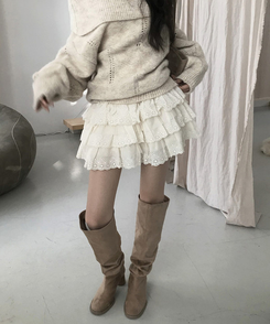 パンチングティアードスカート WHITE