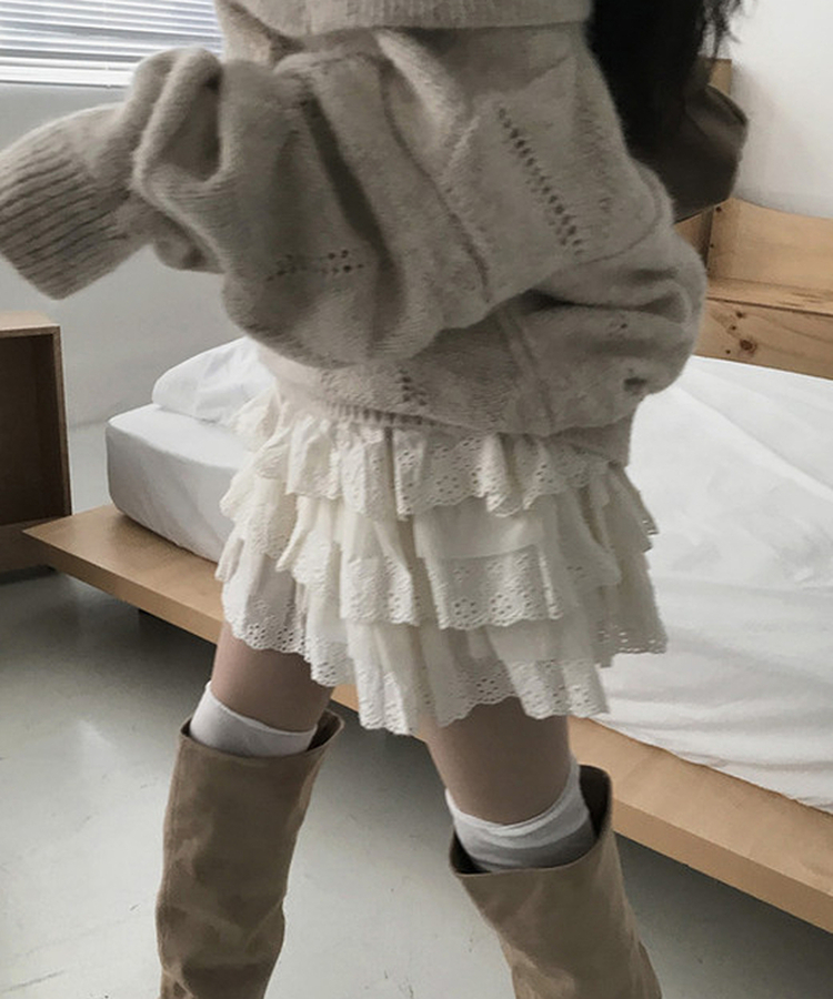 パンチングティアードスカート WHITE