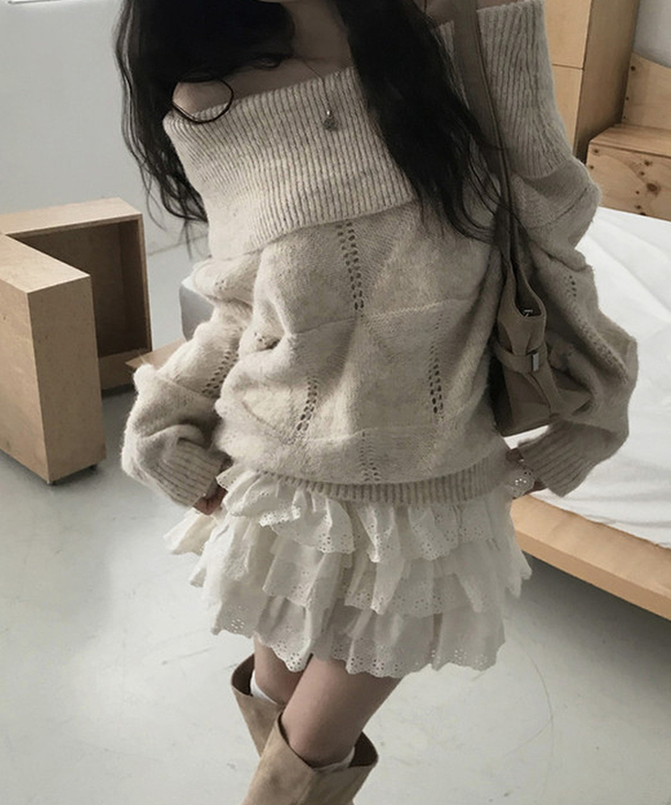 パンチングティアードスカート WHITE