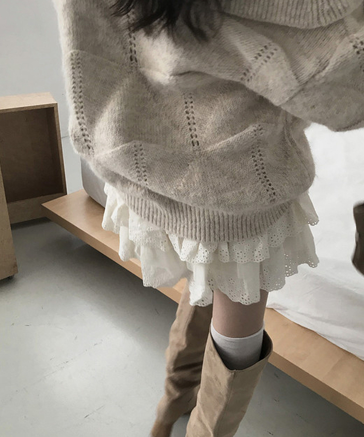 パンチングティアードスカート WHITE