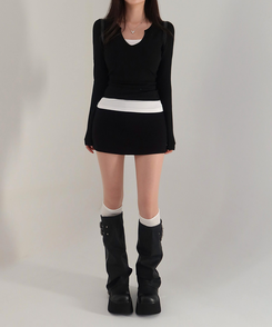 バーニーシルエットミニスカート(5color) BLACK