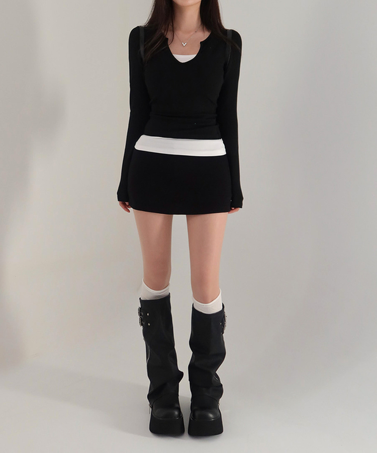 バーニーシルエットミニスカート(5color) BLACK