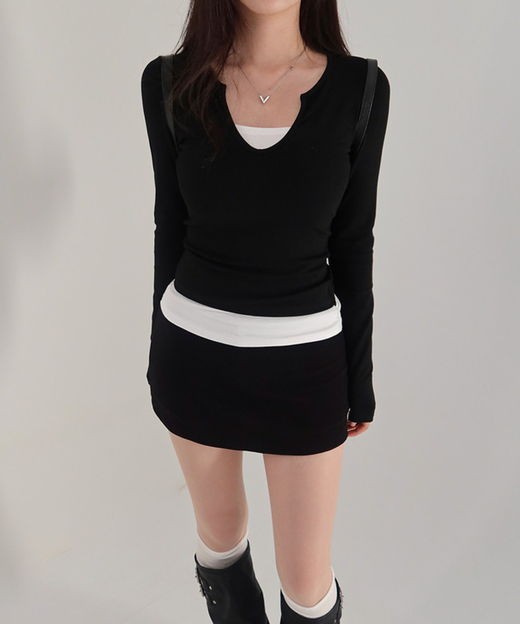 バーニーシルエットミニスカート(5color) BLACK