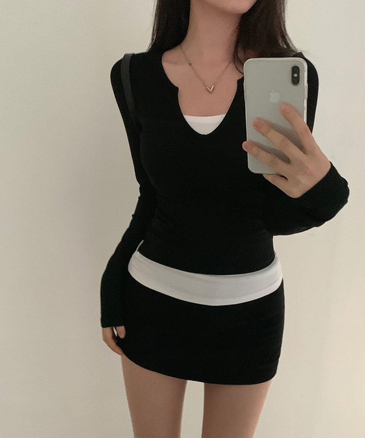 バーニーシルエットミニスカート(5color) BLACK