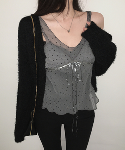 ドットシースルーキャミブラウス GREY
