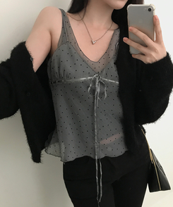 ドットシースルーキャミブラウス GREY
