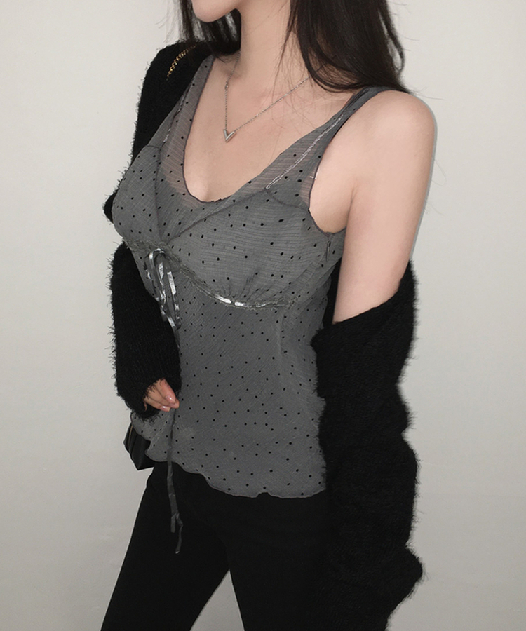 ドットシースルーキャミブラウス GREY