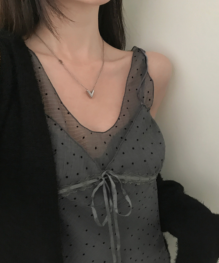 ドットシースルーキャミブラウス GREY