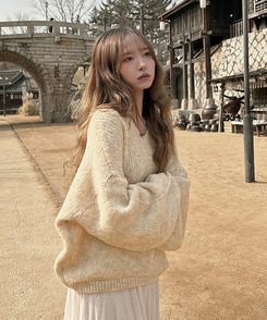 Vネックアバンルーズニット(5color) BEIGE