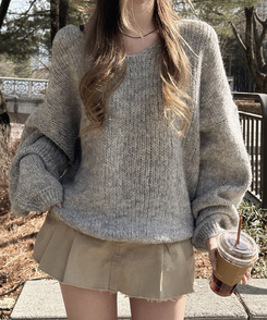 Vネックアバンルーズニット(5color) GREY