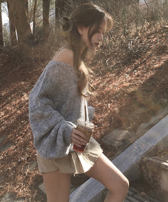 Vネックアバンルーズニット(5color) GREY