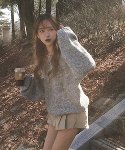 Vネックアバンルーズニット(5color) GREY