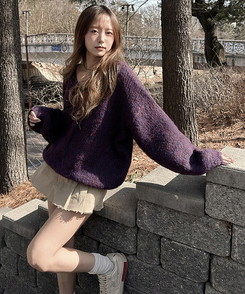 Vネックアバンルーズニット(5color) PURPLE