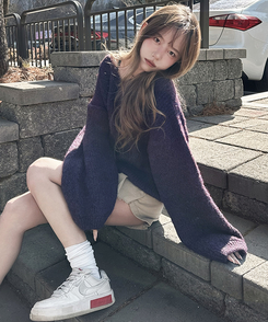 Vネックアバンルーズニット(5color) PURPLE