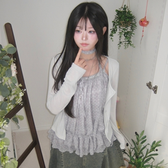 【SET】ドットキャミソール＋カーディガン＋タイ SKY BLUE