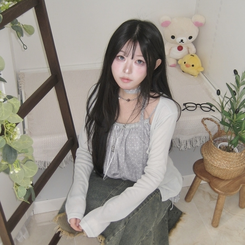 【SET】ドットキャミソール＋カーディガン＋タイ SKY BLUE