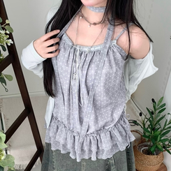 【SET】ドットキャミソール＋カーディガン＋タイ SKY BLUE