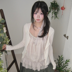 【SET】ドットキャミソール＋カーディガン＋タイ IVORY