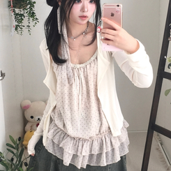 【SET】ドットキャミソール＋カーディガン＋タイ IVORY