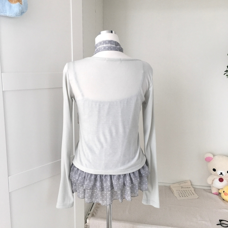 【SET】ドットキャミソール＋カーディガン＋タイ