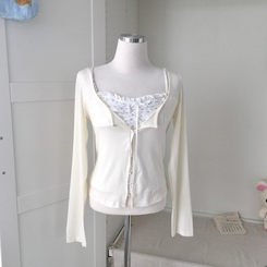 【SET】レース小花柄キャミソール＋カーディガン