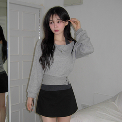 【SET】ワンオフショルダートップス＋ホルターネックキャミソール GREY