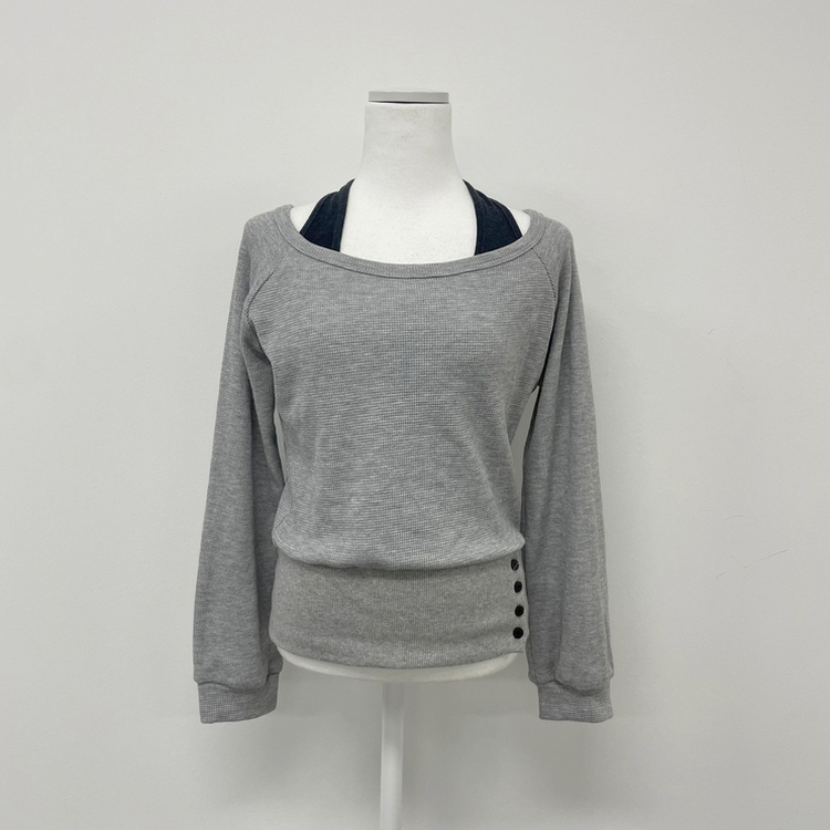 【SET】ワンオフショルダートップス＋ホルターネックキャミソール