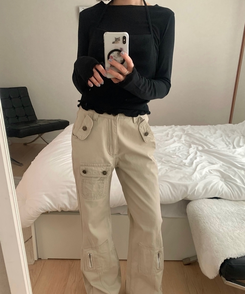 【SET】ホルターネックキャミソール＋レイヤードTシャツ(5color) BLACK