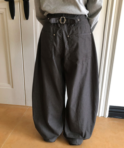ストライプバルーンパンツ GREY