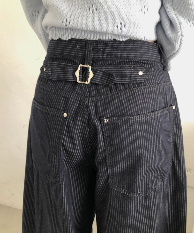 ストライプバルーンパンツ NAVY