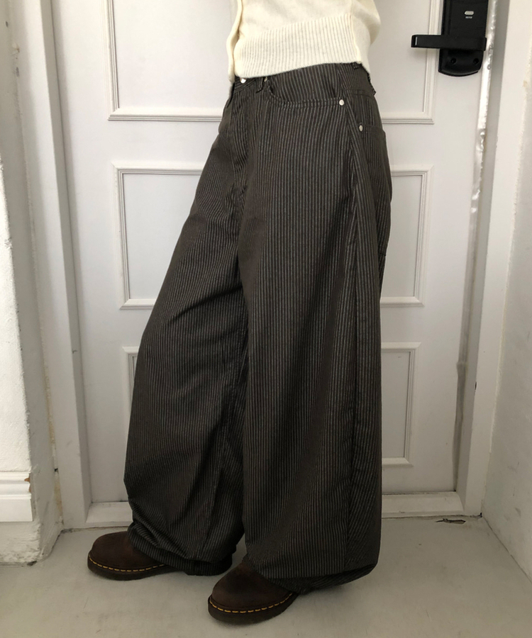 ストライプバルーンパンツ KHAKI