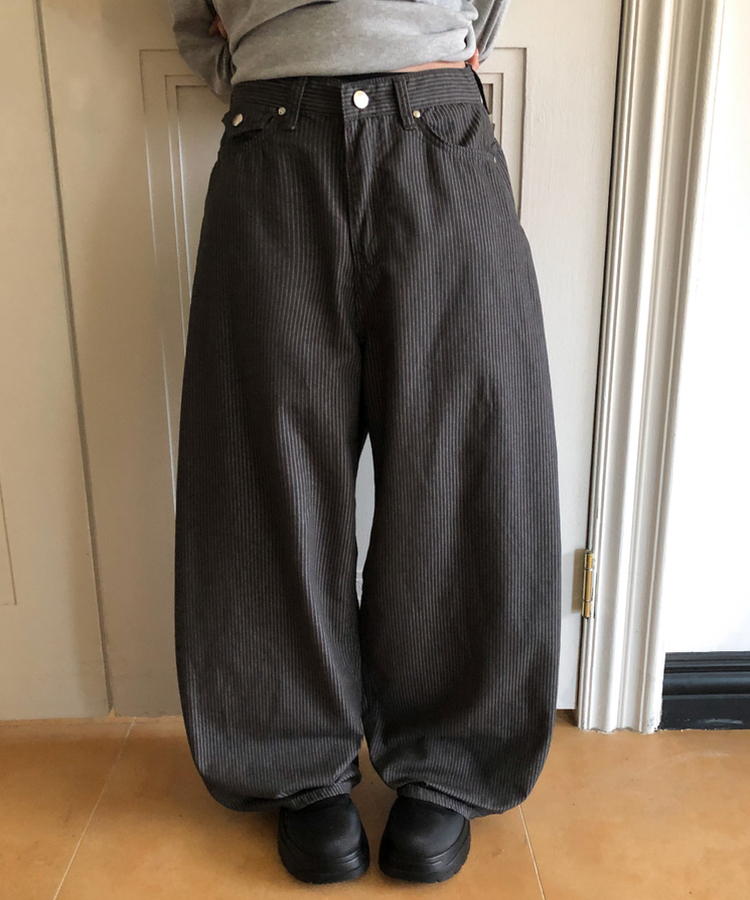 ストライプバルーンパンツ GREY