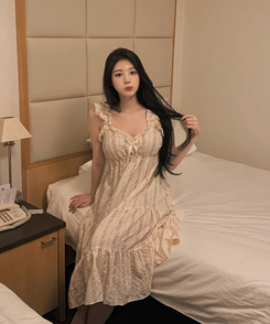 レースフリルリボンフラワーパジャマ PINK