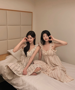 レースフリルリボンフラワーパジャマ BLUE