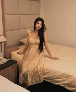 レースフリルリボンフラワーパジャマ PINK