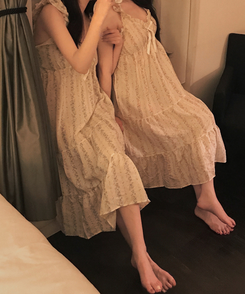 レースフリルリボンフラワーパジャマ BLUE