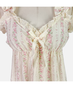 レースフリルリボンフラワーパジャマ