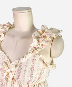 レースフリルリボンフラワーパジャマ