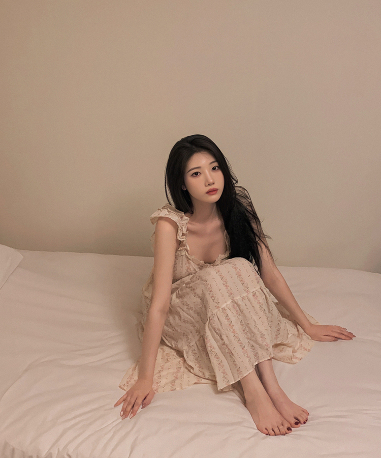 レースフリルリボンフラワーパジャマ BLUE