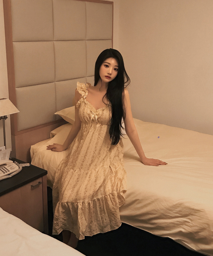 レースフリルリボンフラワーパジャマ PINK