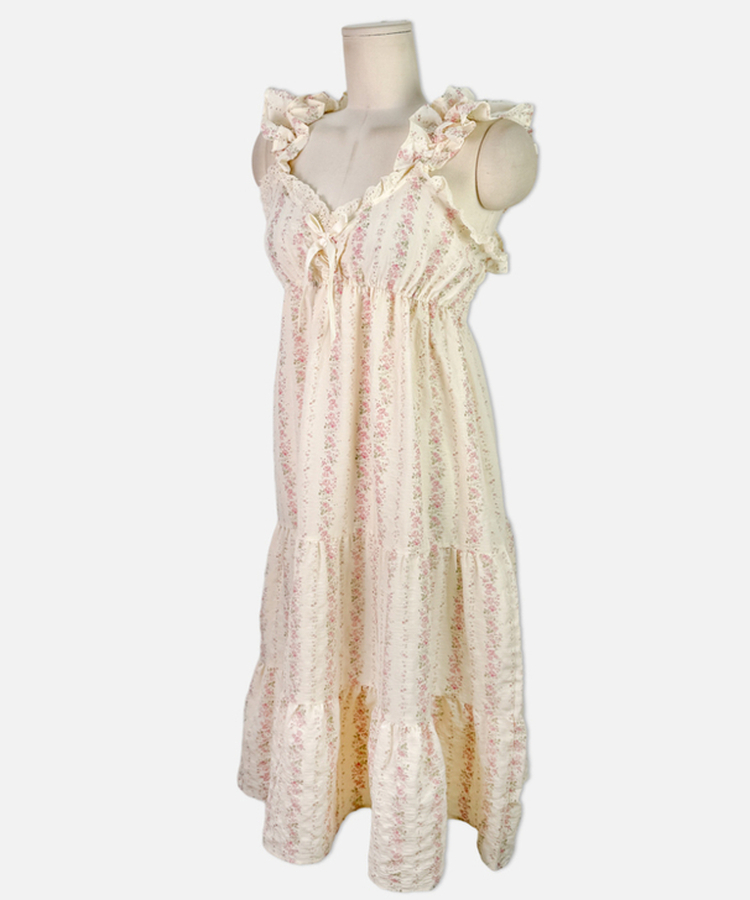 レースフリルリボンフラワーパジャマ