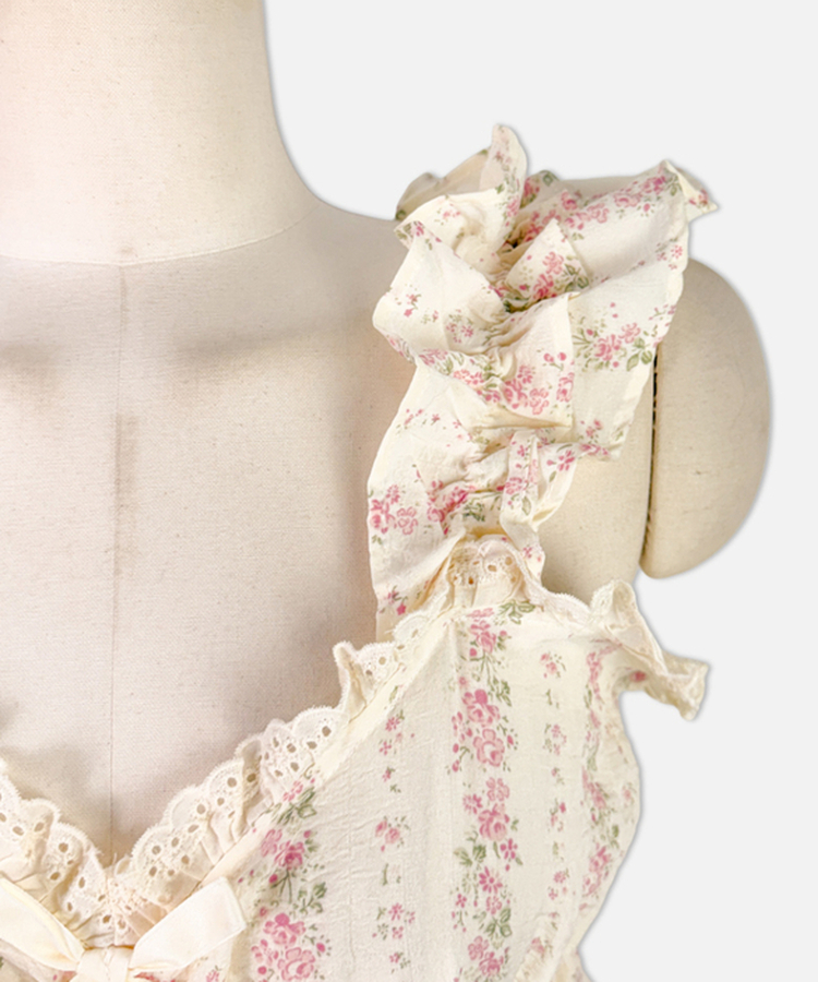 レースフリルリボンフラワーパジャマ