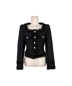 パールツイードゴールドノーカラージャケット